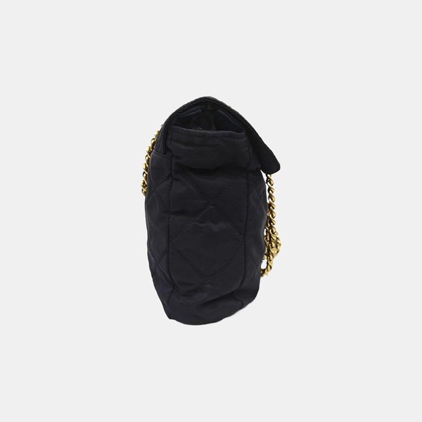 Quilted Nylon Shoulder Bag Blue