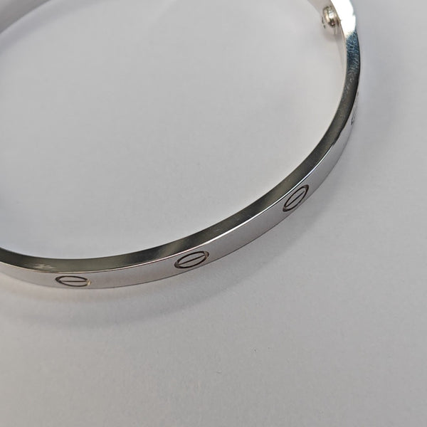LOVE 18k White Gold Silver Bangle