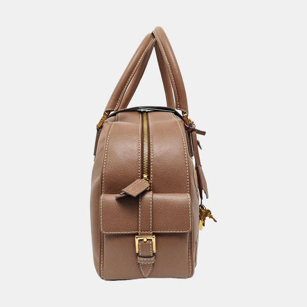 Calfskin Top Handle Bag Beige