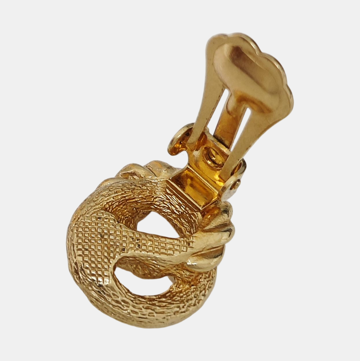 Twist Round Metal Gold Clip On Earrings