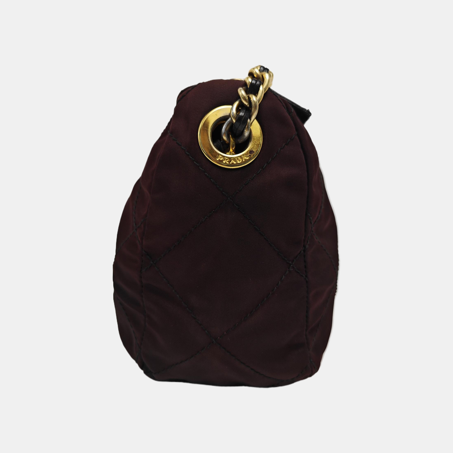 Quilted Nylon Shoulder Bag Brown