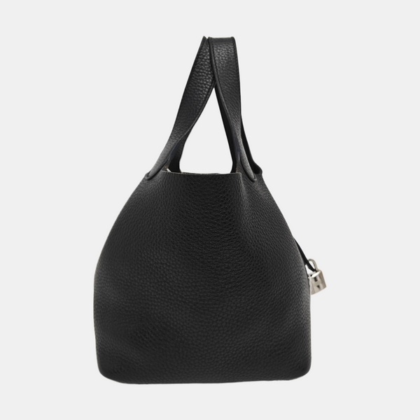 Authenticated pre-owned  Picotin Lock 18 Clemence Black - Bucket Bag at Looply