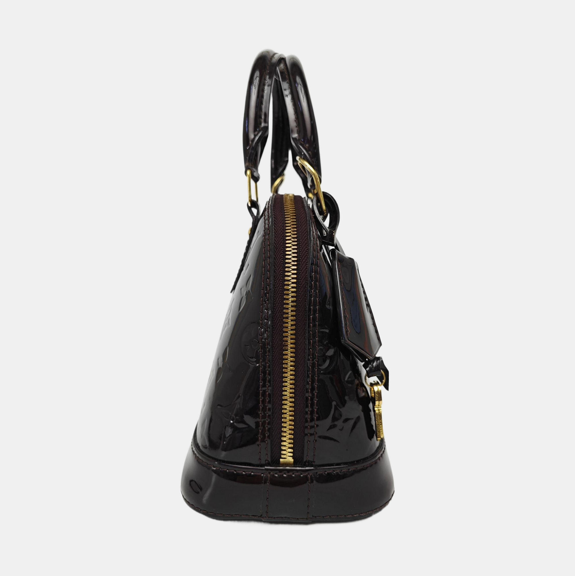 ALMA BB Monogram Patent Leather Brown