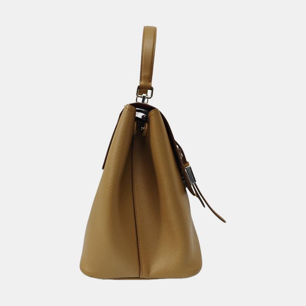 Saffiano Calfskin Shoulder Bag Brown
