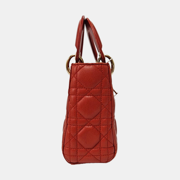 Lady Dior Mini Cannage Lambskin Red