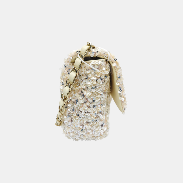 Sequins Shoulder Bag Beige