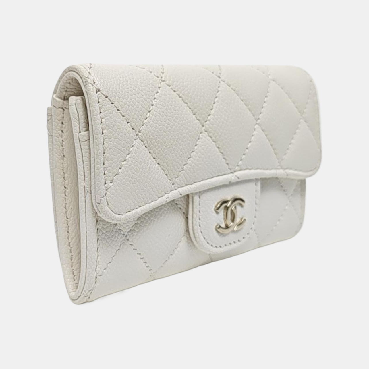 CLASSIC FLAP Quilted Grained Calfskin White