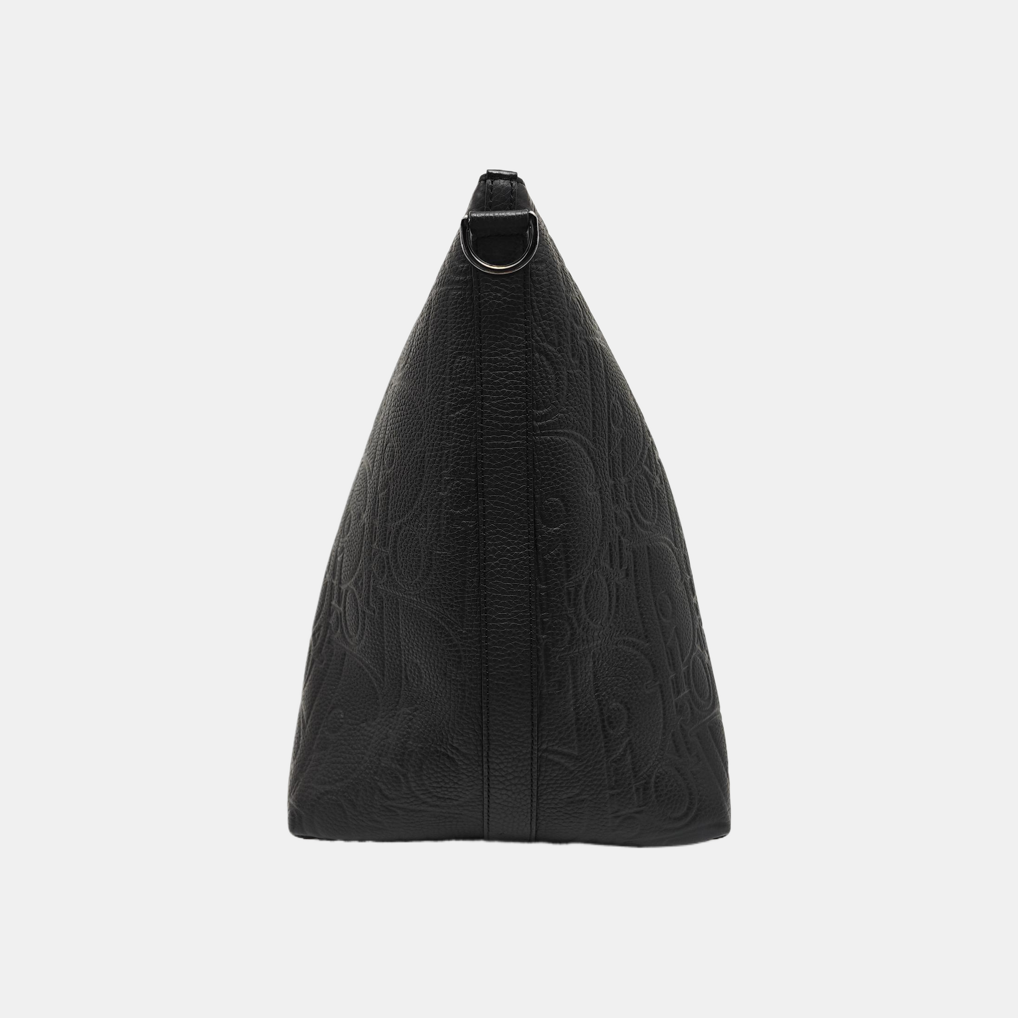Oblique Calfskin Top Handle Bag Black