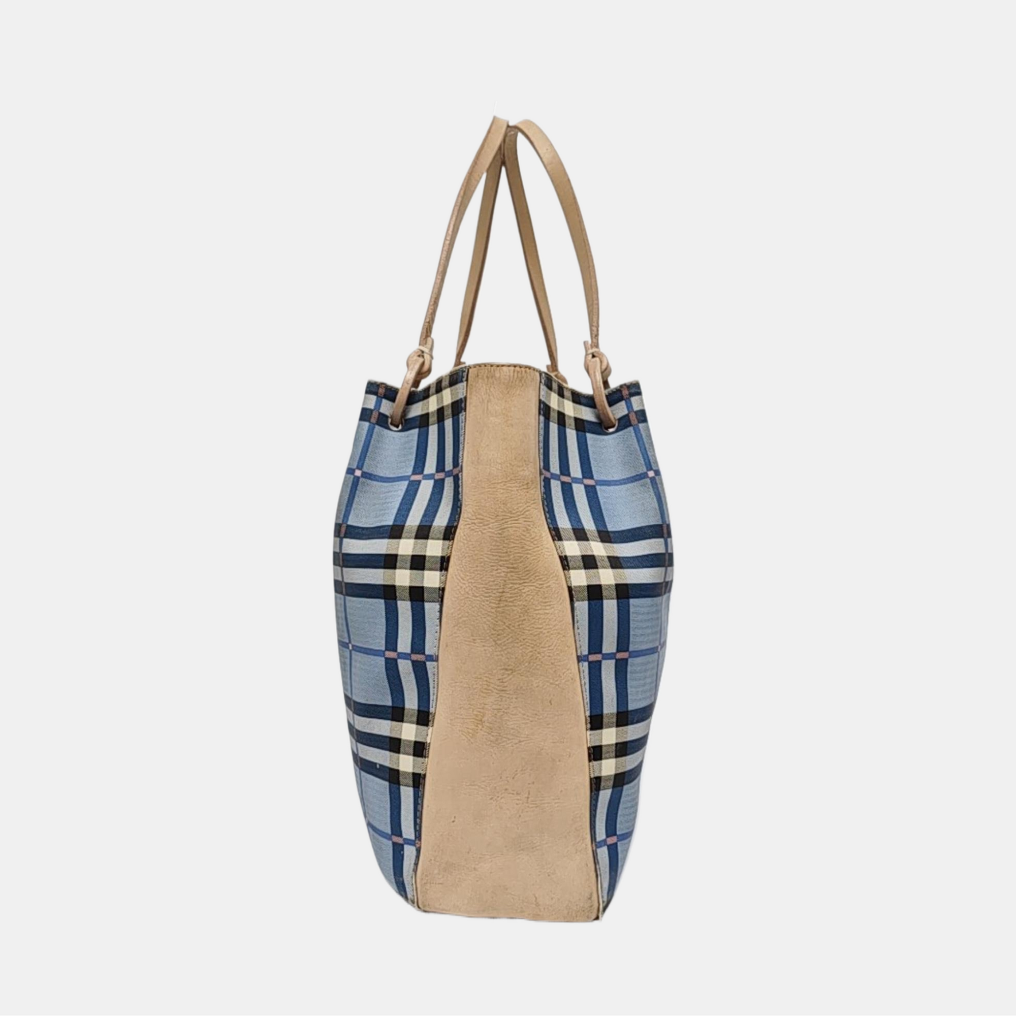 Coated Canvas Top Handle Bag Blue