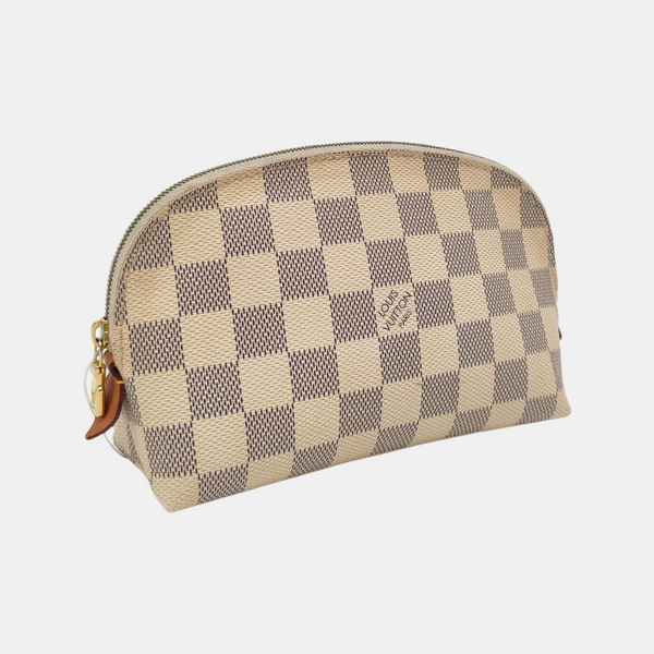COSMETIC PM Damier Azur Coated Canvas White