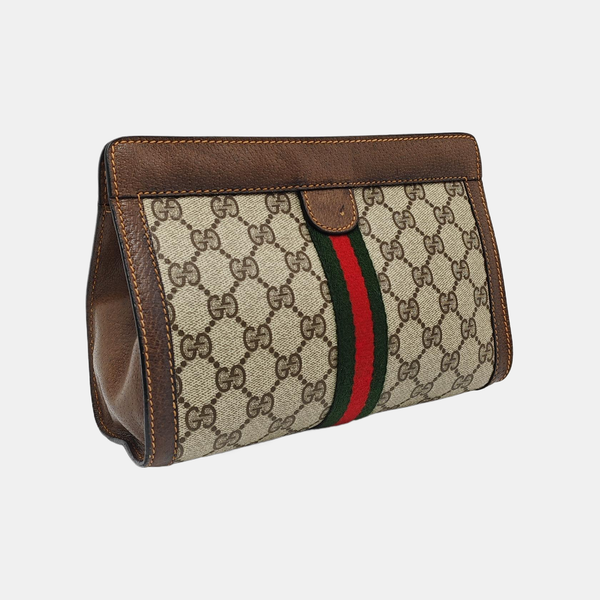 Monogram Coated Canvas Clutch Beige