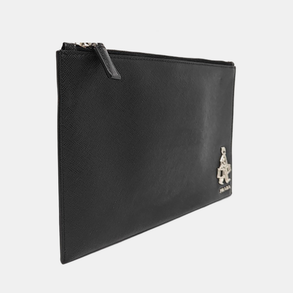 Saffiano Calfskin Clutch Black