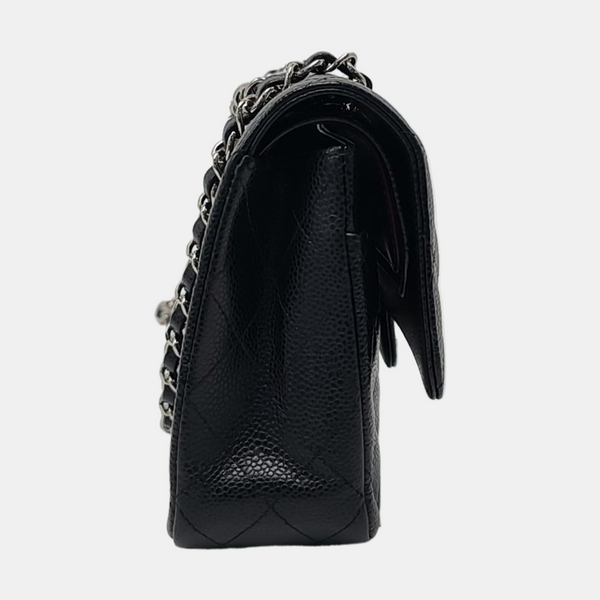 CLASSIC FLAP Medium Quilted Grained Calfskin Black