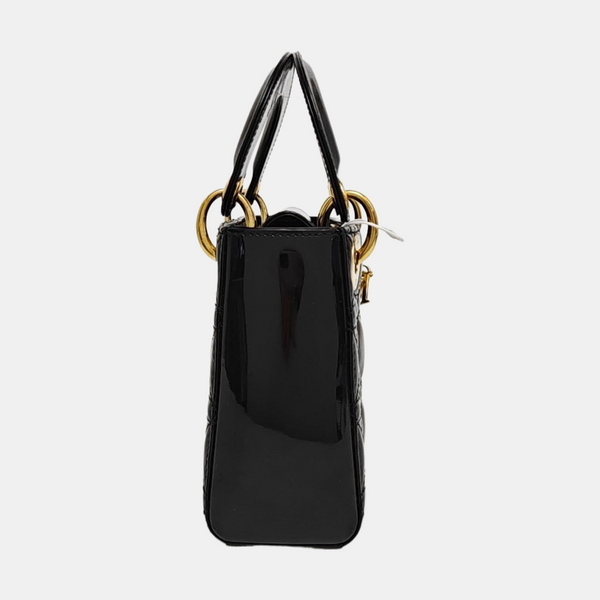 Lady Dior Mini Cannage Patent Leather Black