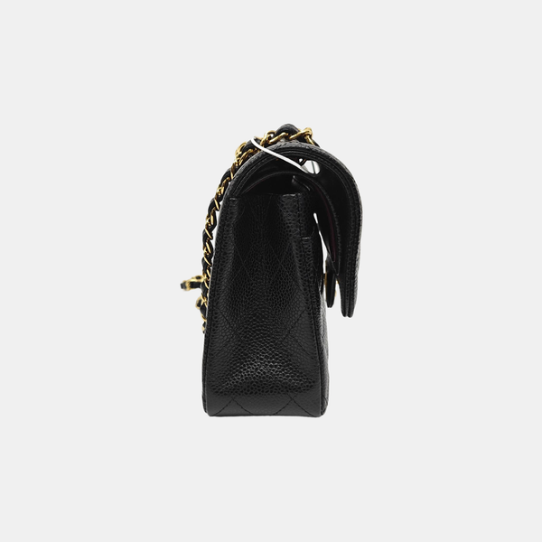 CLASSIC FLAP Small Quilted Grained Calfskin Black