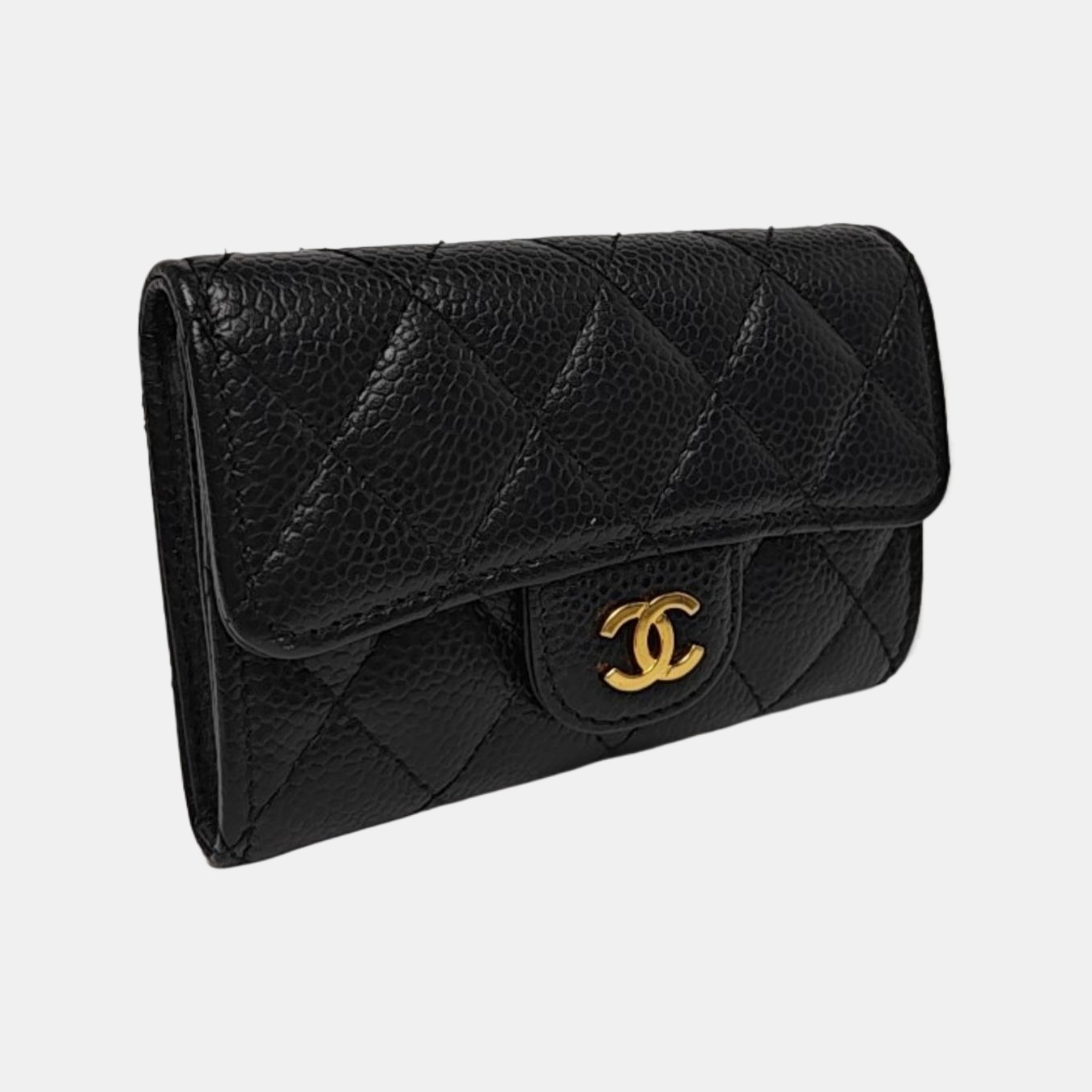 CLASSIC FLAP Quilted Grained Calfskin Black Wallet