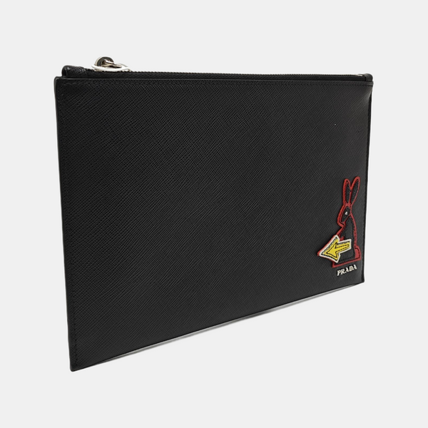 Saffiano Calfskin Clutch Black