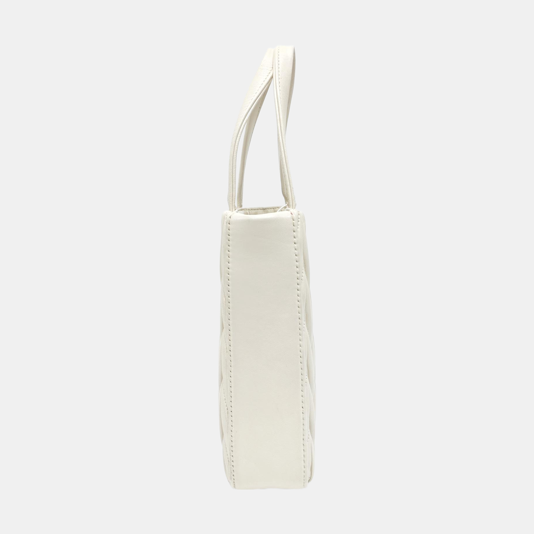 Matelassé Small Quilted Lambskin White