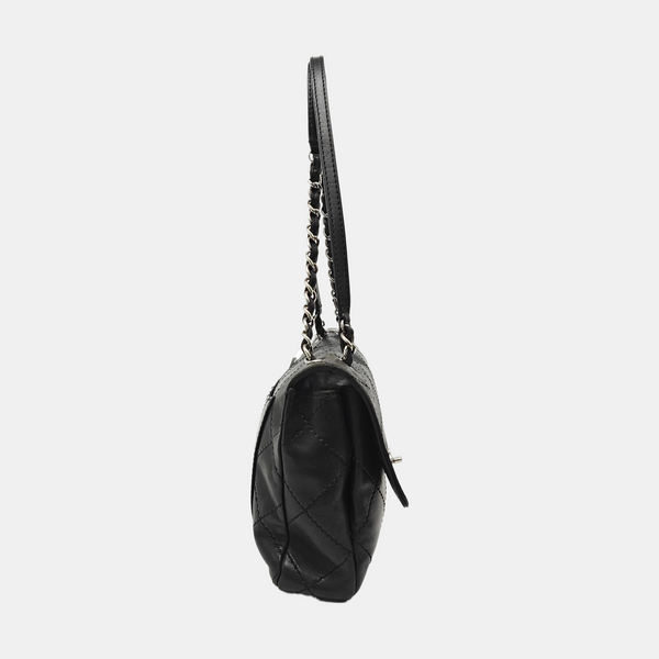 Quilted Lambskin Shoulder Bag Black