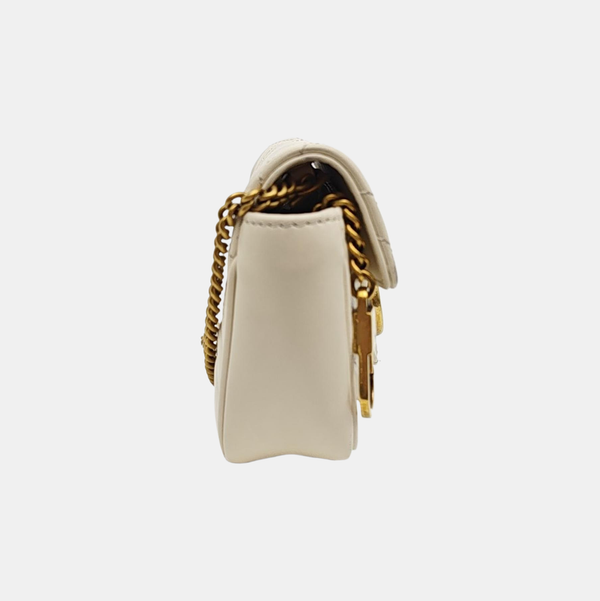 GG Marmont Mini Quilted Calfskin White