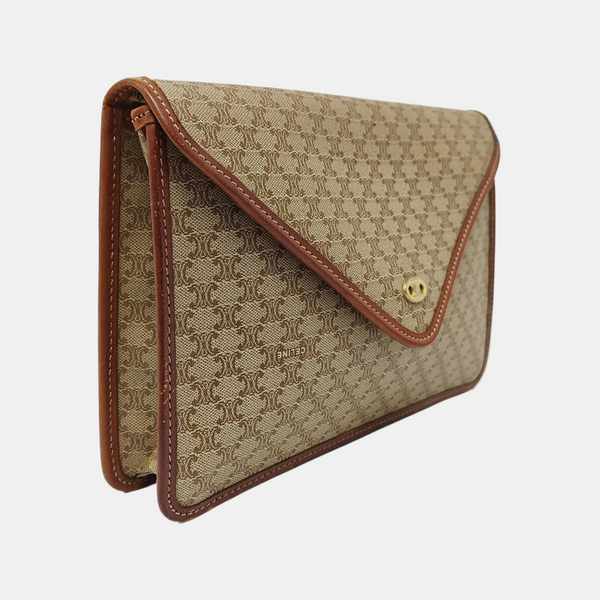 Coated Canvas Clutch Beige