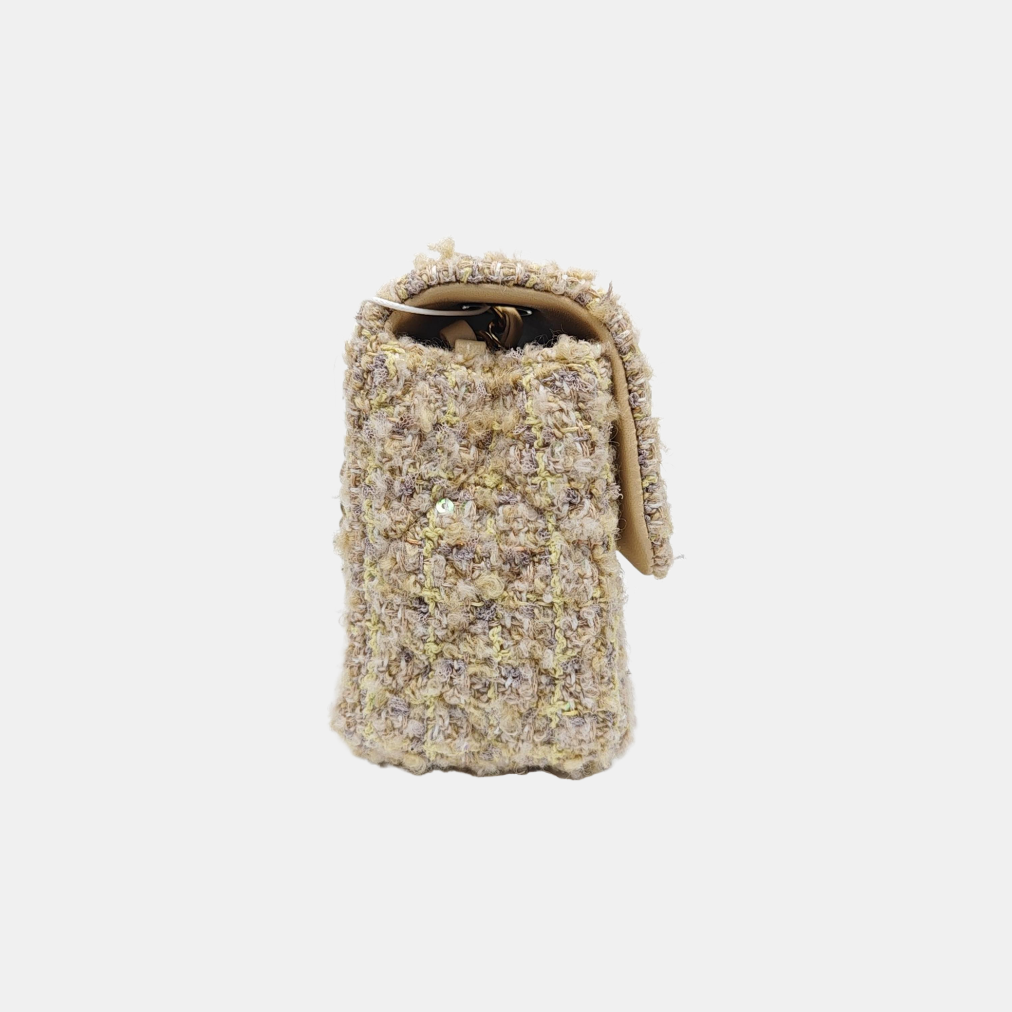 CLASSIC FLAP Mini Quilted Wool Beige