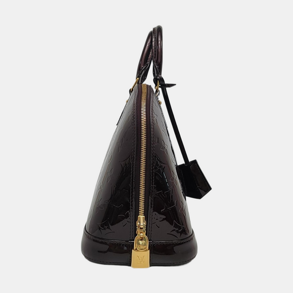 Authenticated pre-owned  ALMA PM Monogram Patent Leather Burgundy - Top Handle Bag at Looply