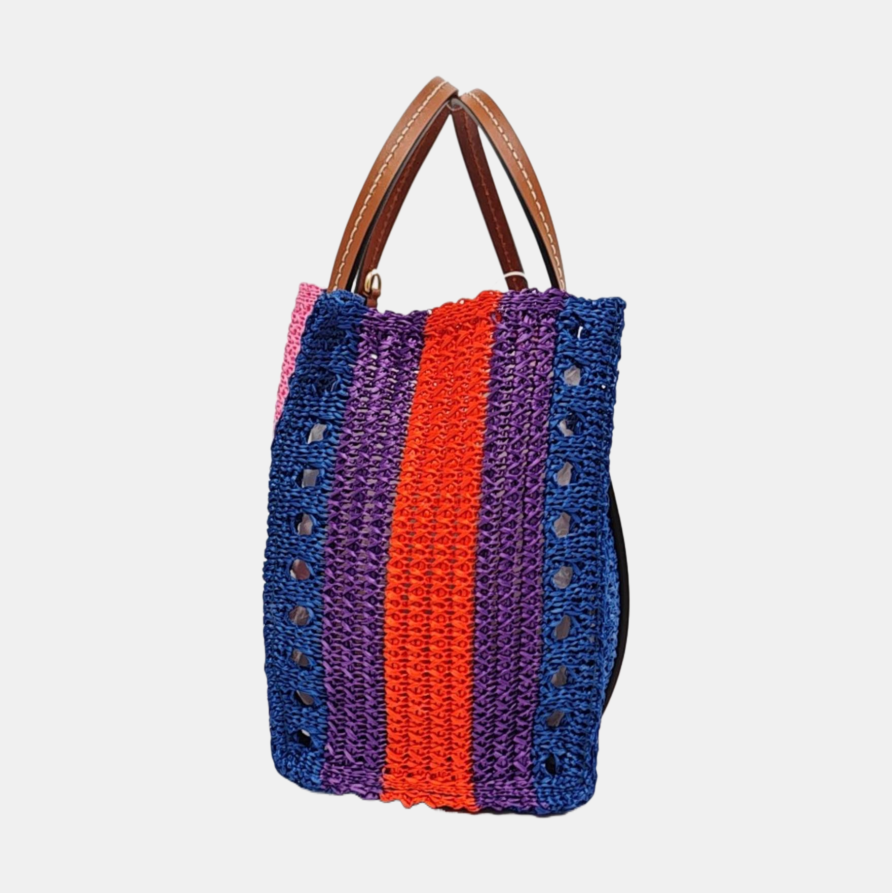Straw Tote Bag Small Blue