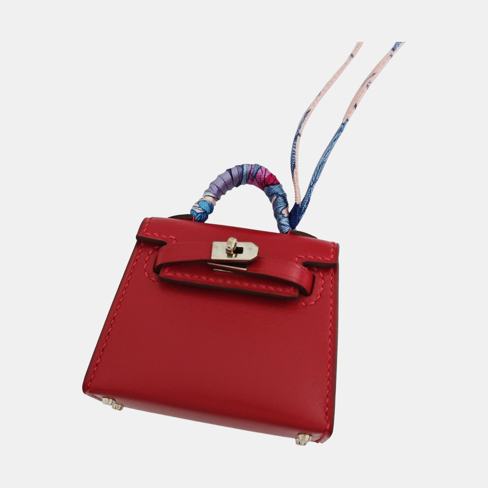 Leather Bag Charm Red