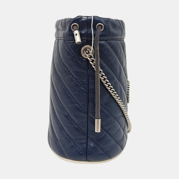 GG Marmont Minibolsa de piel acolchada azul