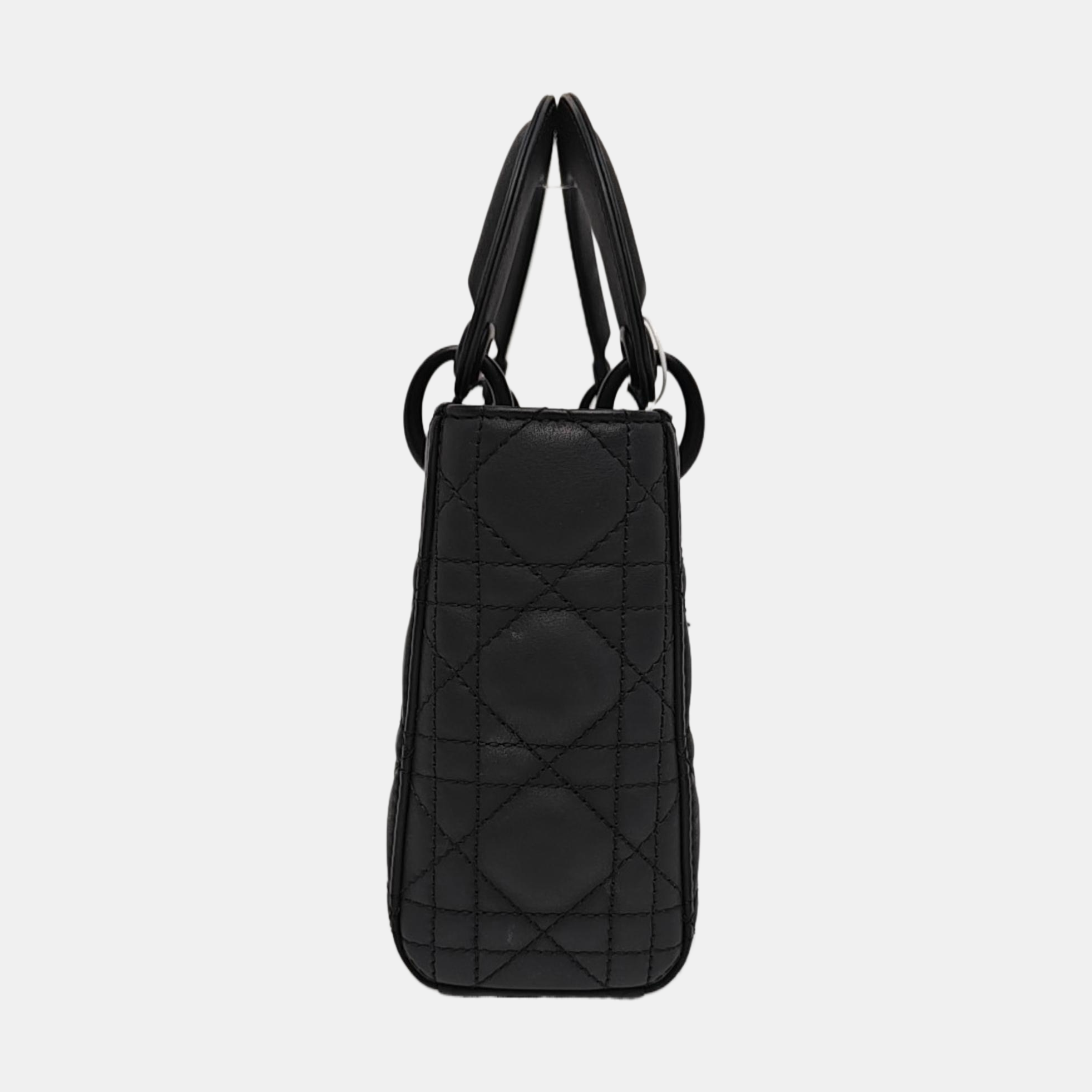 Lady Dior Mini Cannage Calfskin Black