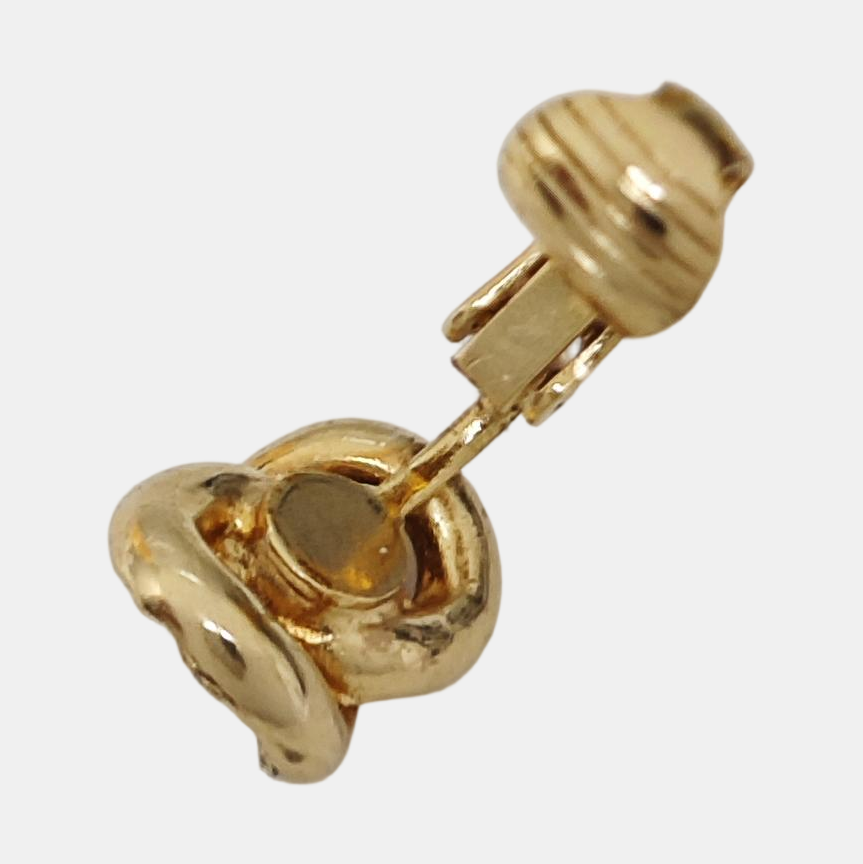 Twist Round Metal Gold Clip On Earrings