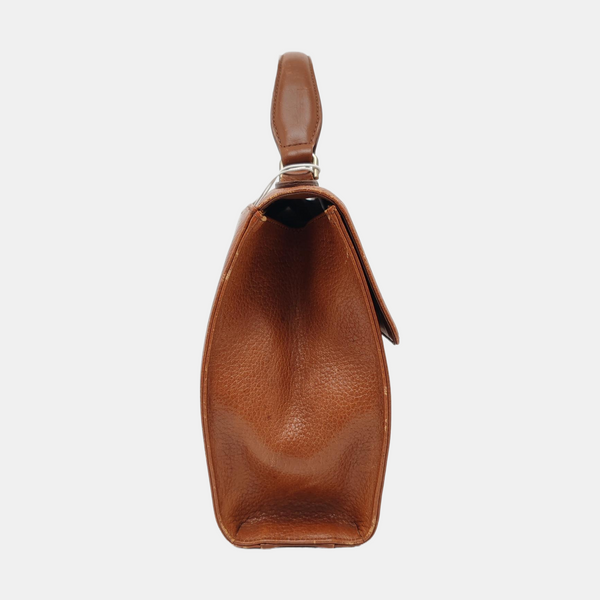 Calfskin Top Handle Bag Brown