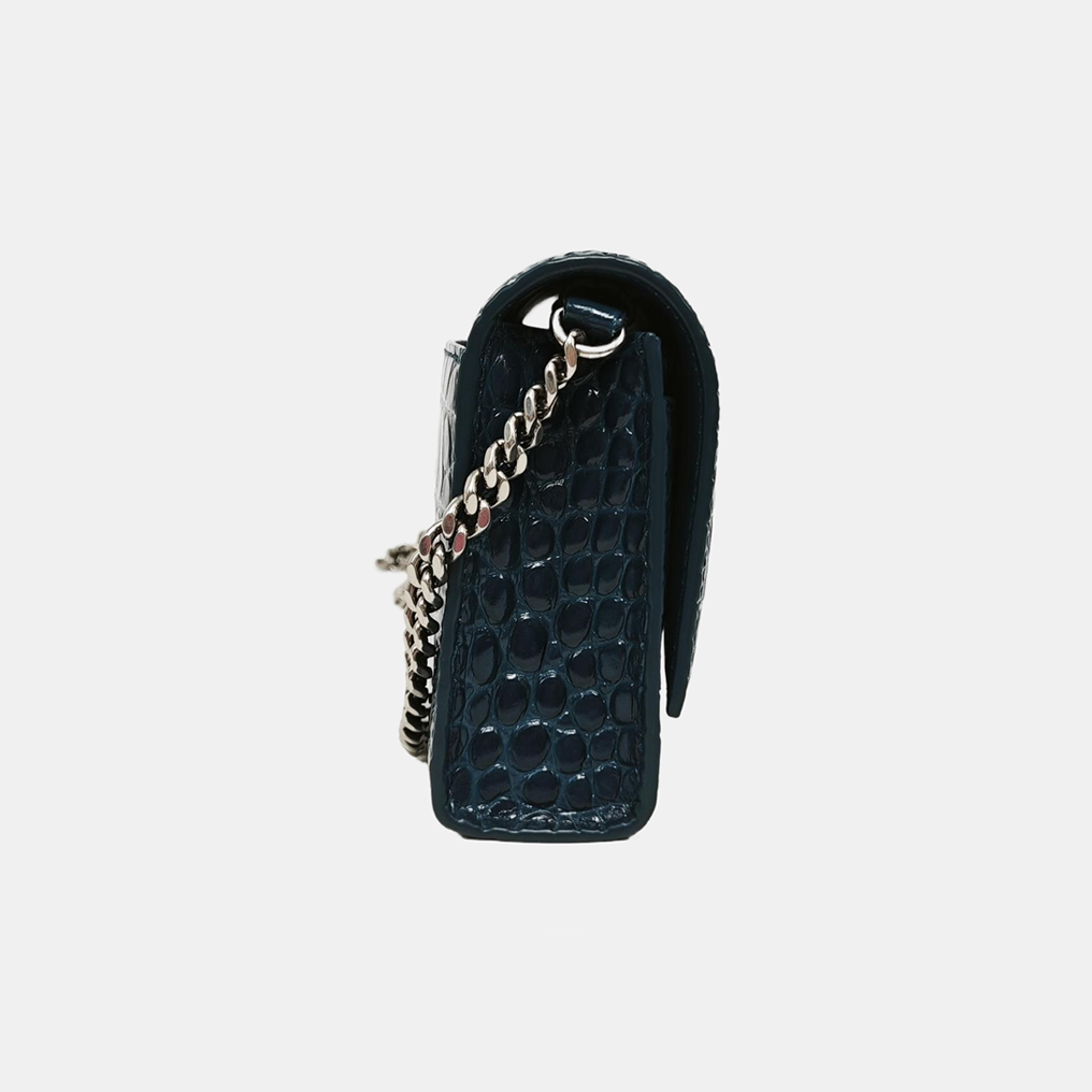 Hourglass Wallet On Chain Mini Calfskin Blue