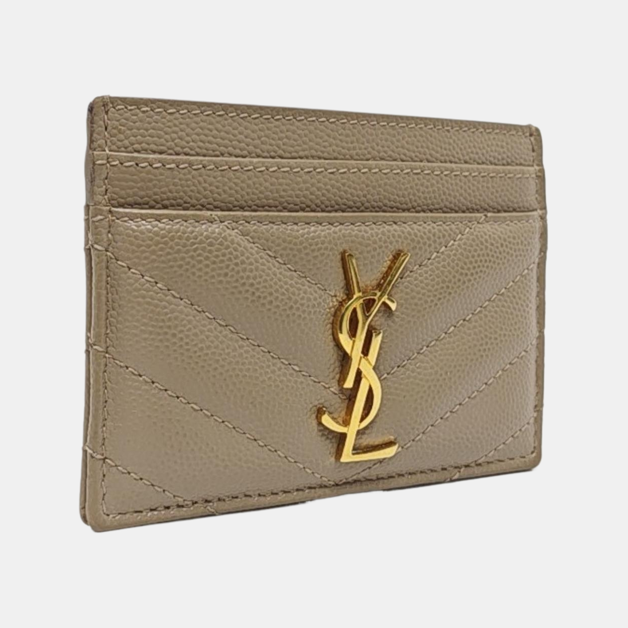 MONOGRAM Chevron Calfskin Beige Card Holder