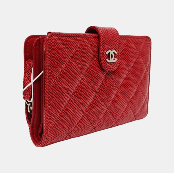 Quilted Python Wallet Red