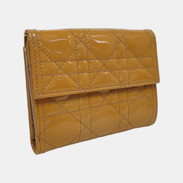 Cannage Patent Leather Clutch Yellow