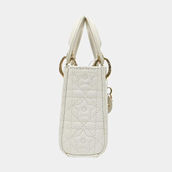 Lady Dior Super Mini Quilted Lambskin White