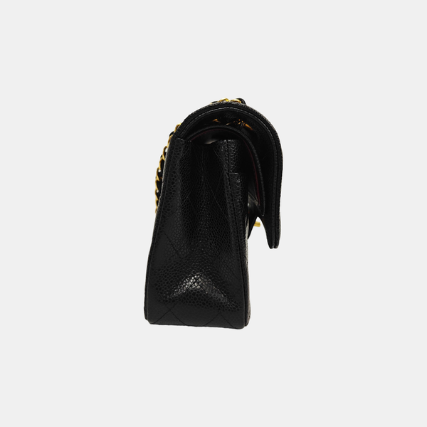 CLASSIC FLAP Small Quilted Grained Calfskin Black