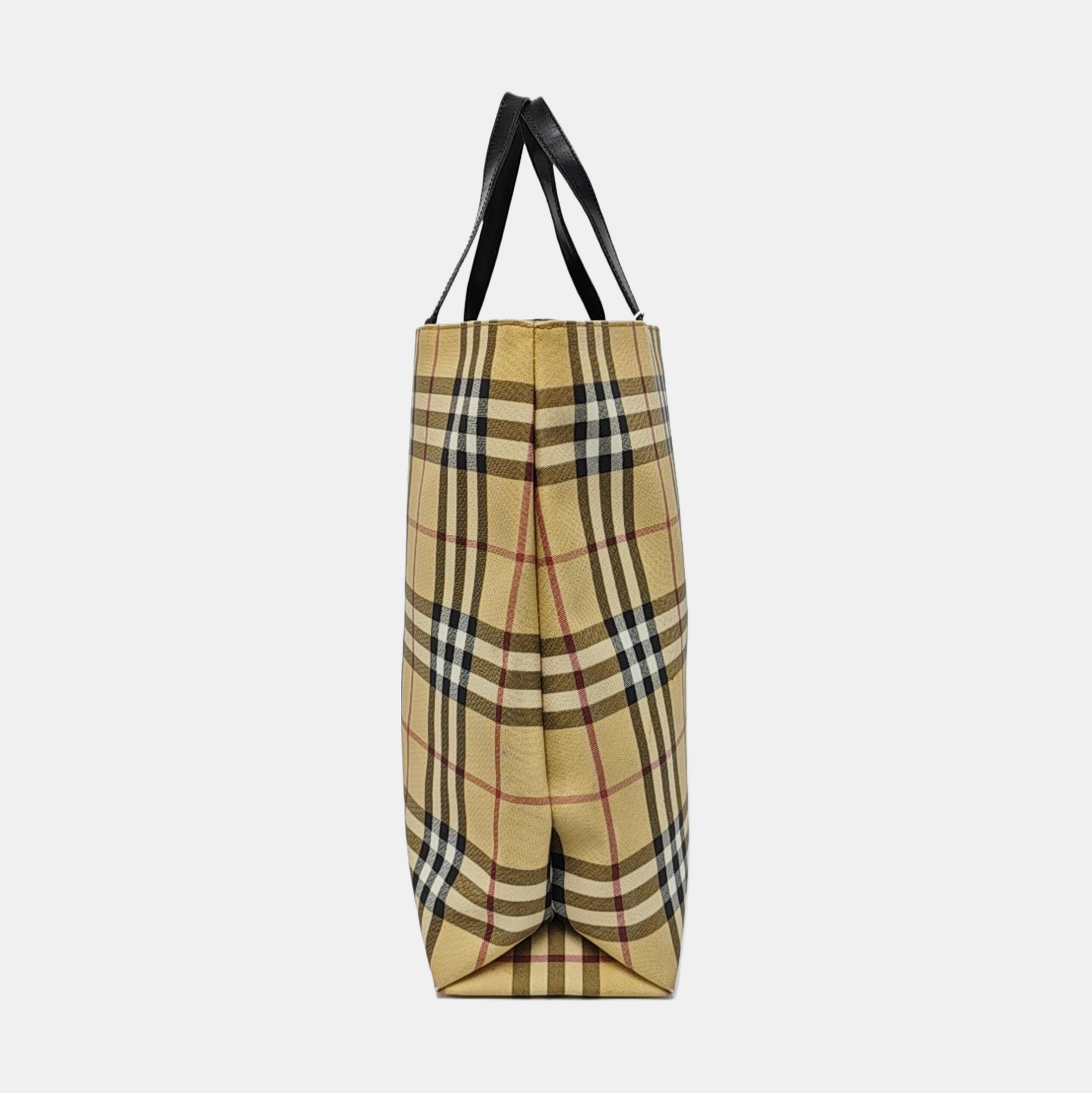 Coated Canvas Top Handle Bag Beige