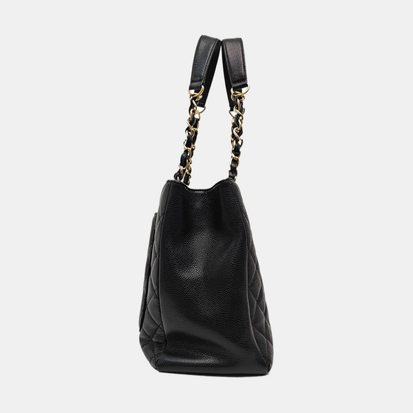 CHANEL GST Large Quilted Grained Calfskin Black