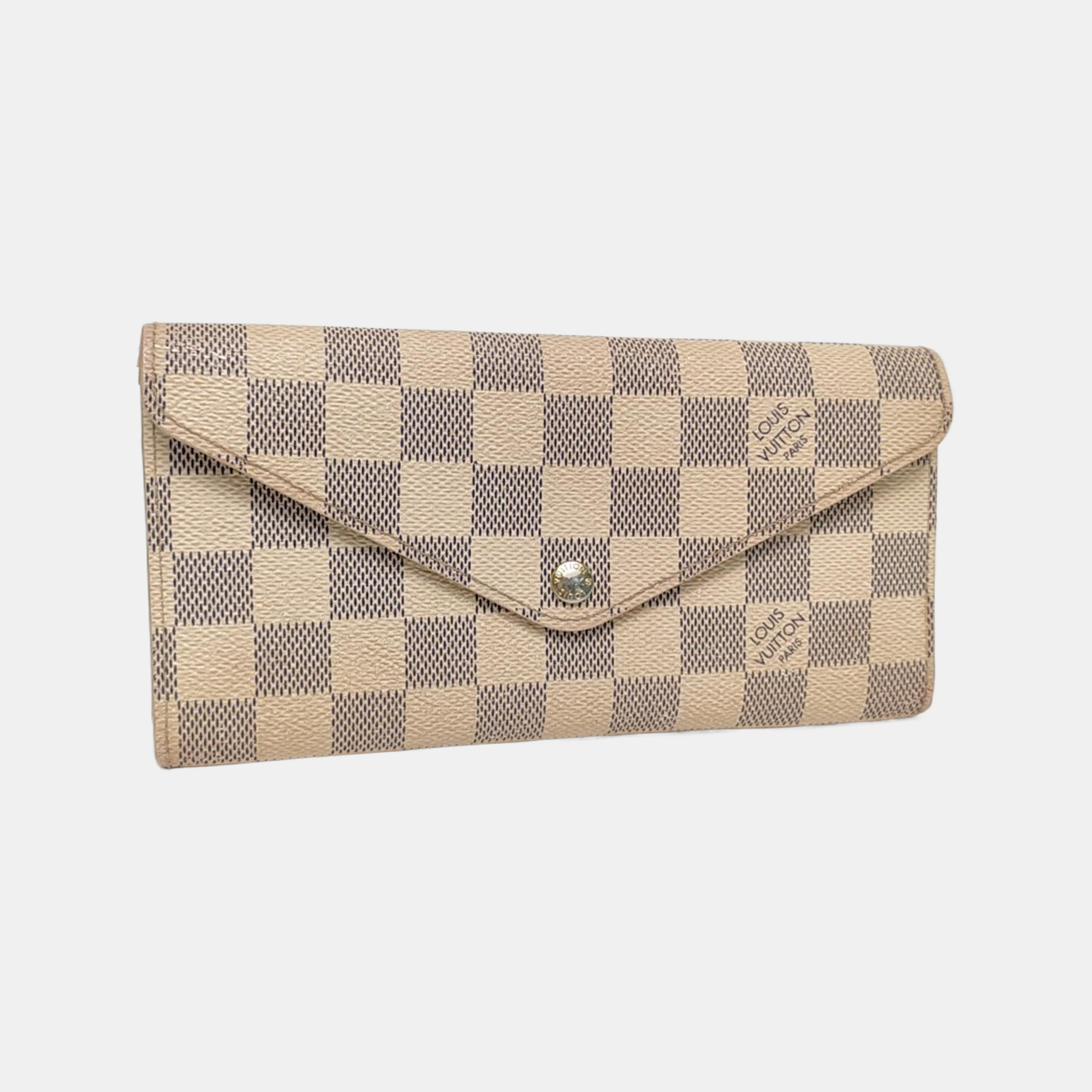 SARAH Damier Azur Coated Canvas White Wallet