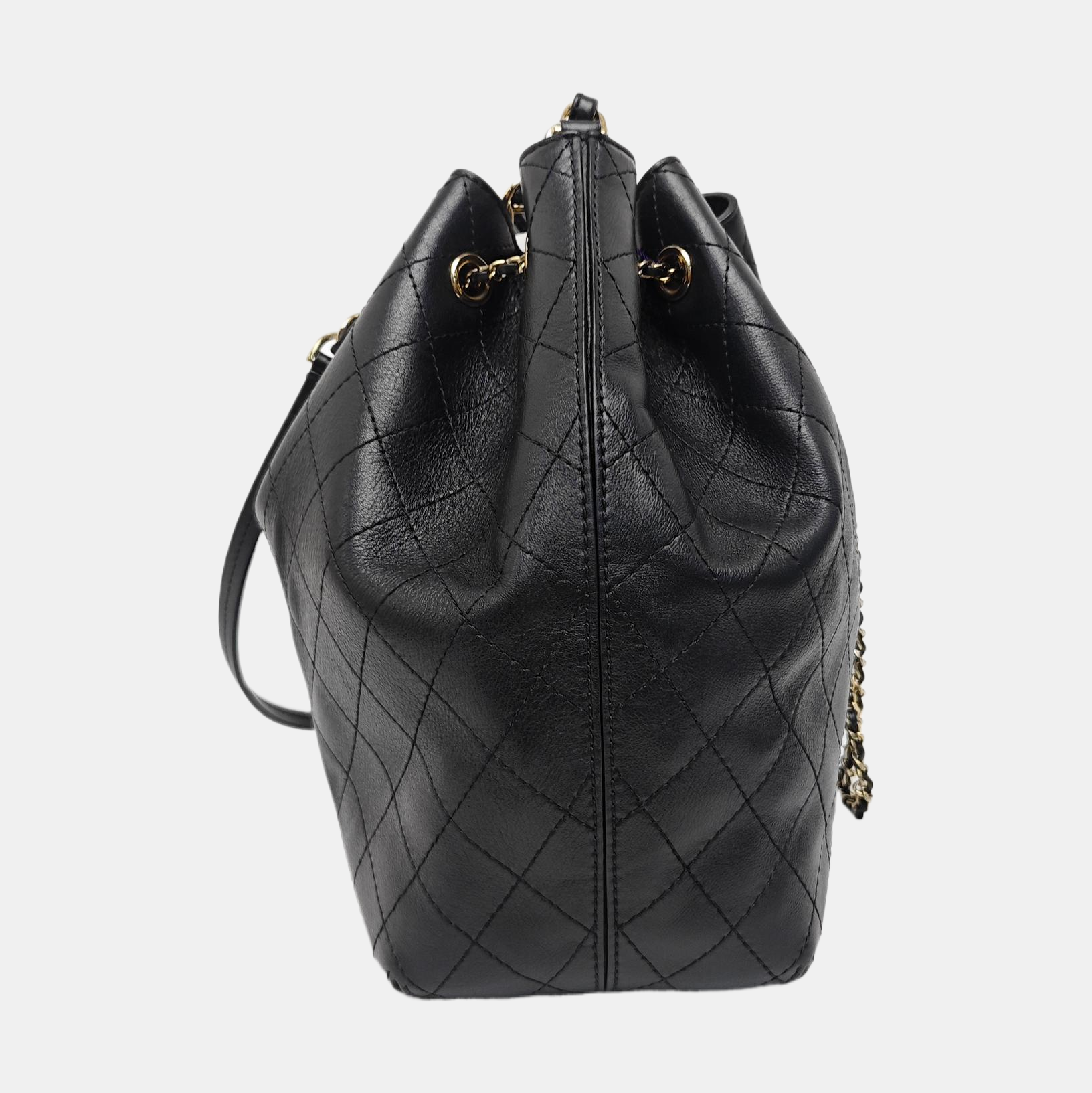 DRAWSTRING Quilted Calfskin Black