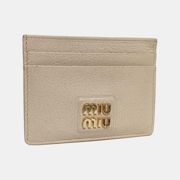 Madras Leather Beige Card Holder