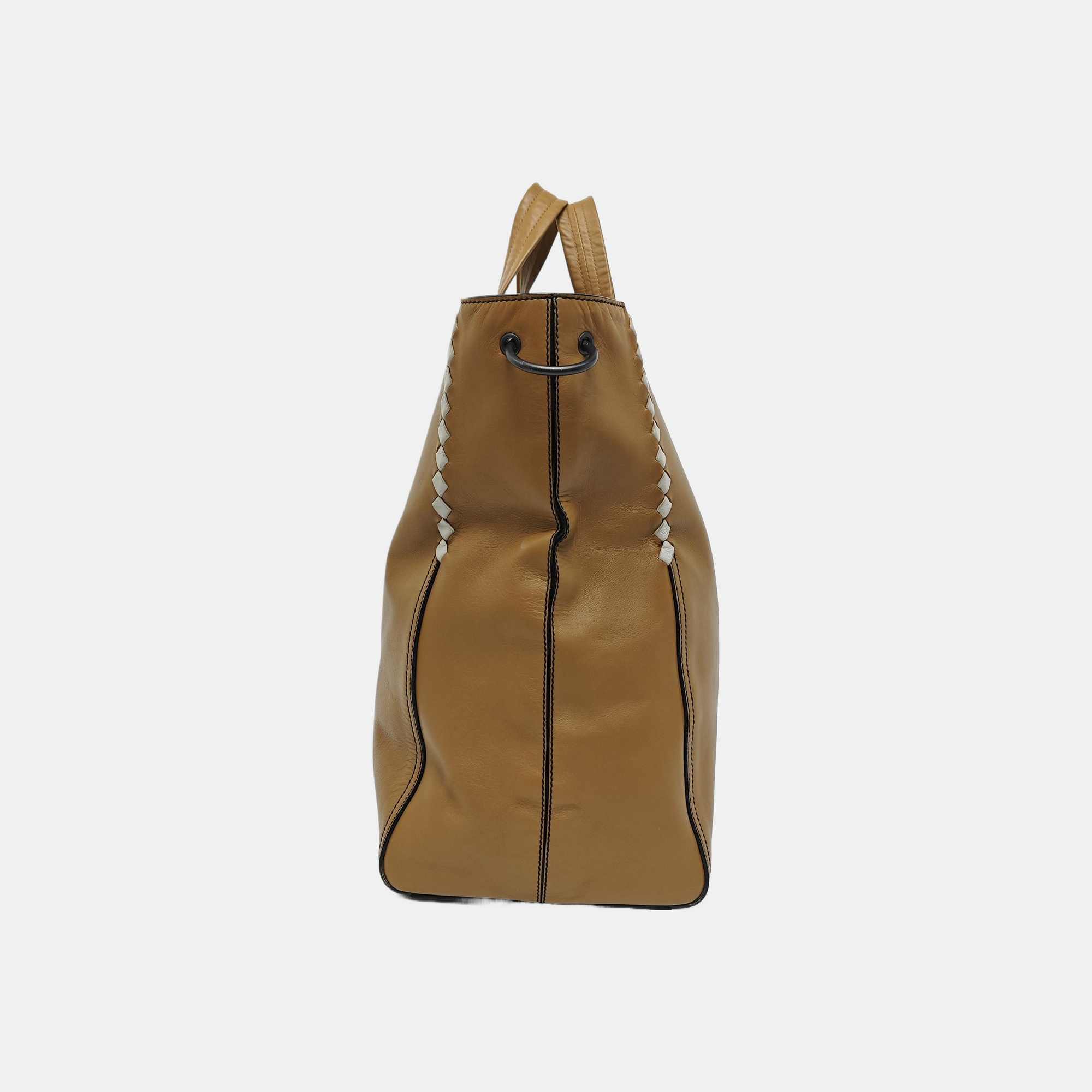 Calfskin Shoulder Bag Brown