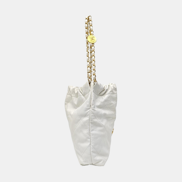 CHANEL 22 Small Quilted Calfskin White
