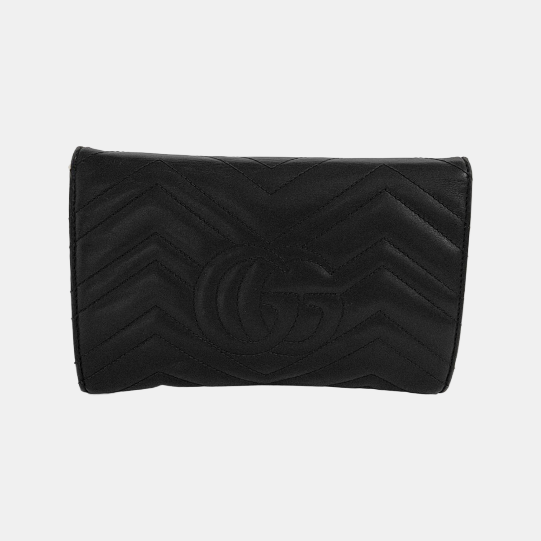 GG Marmont Mini Chevron Calfskin Black