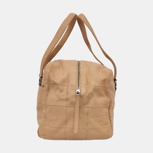 SQUARE STITCH Quilted Grained Calfskin Beige