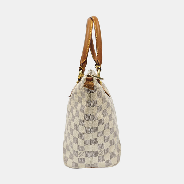 SALEYA PM Damier Azur Coated Canvas White