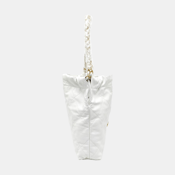 CHANEL 22 Small Quilted Calfskin White